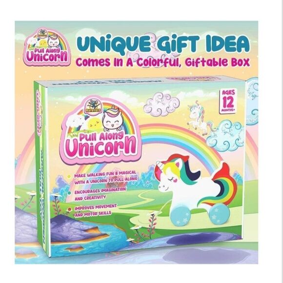 NIB Ratatoys Wooden Toys Unicorn Baby Toy Pull Along for 1 Year Old and Above - Picture 6 of 8
